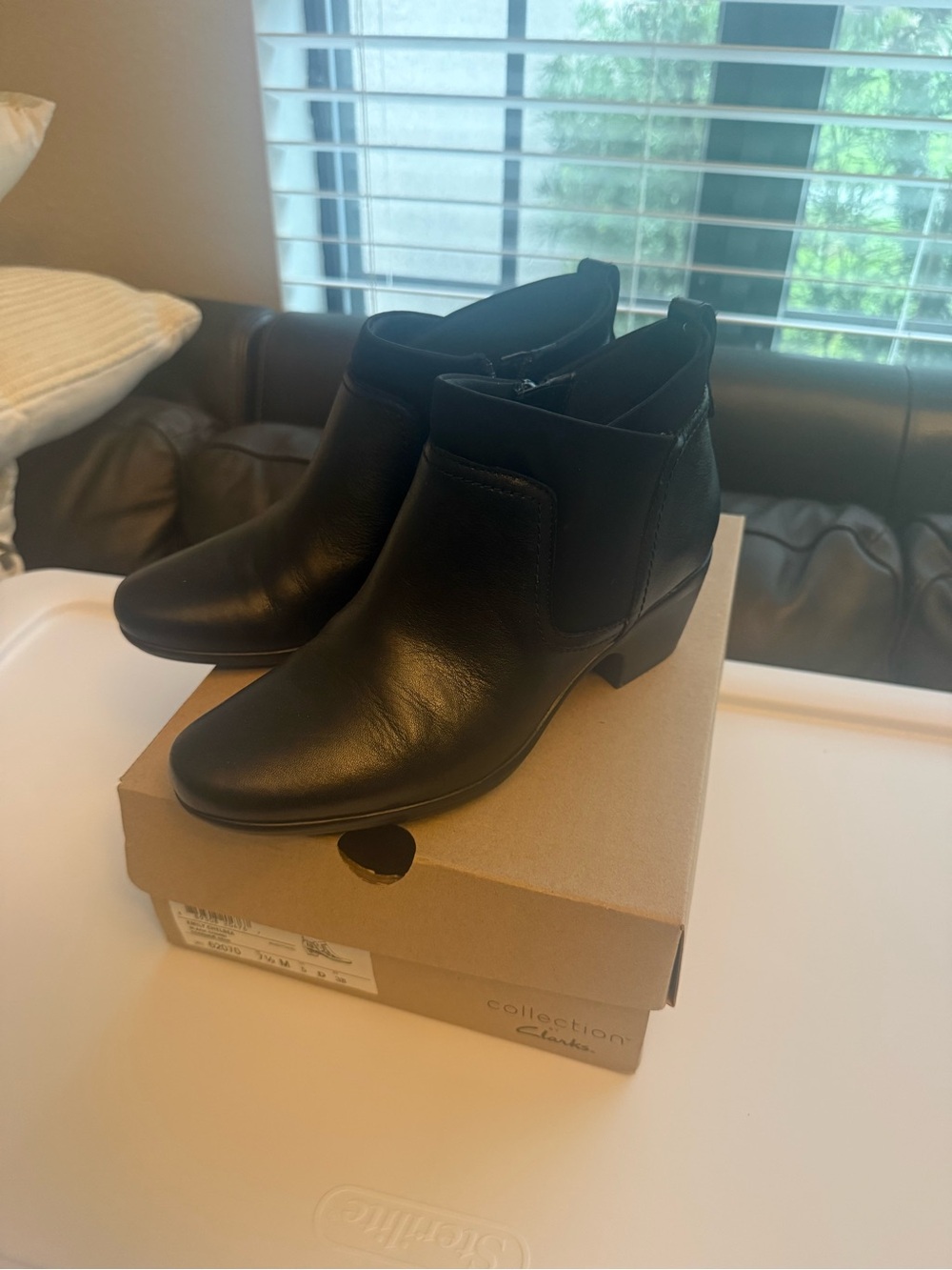 Clarks Black Leather Ankle Booties  Emily Chelsea - Picture 3 of 7